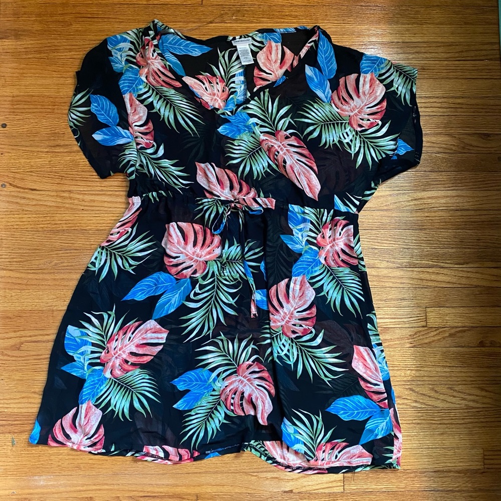 Black Floral Wearabouts Swim Coverup